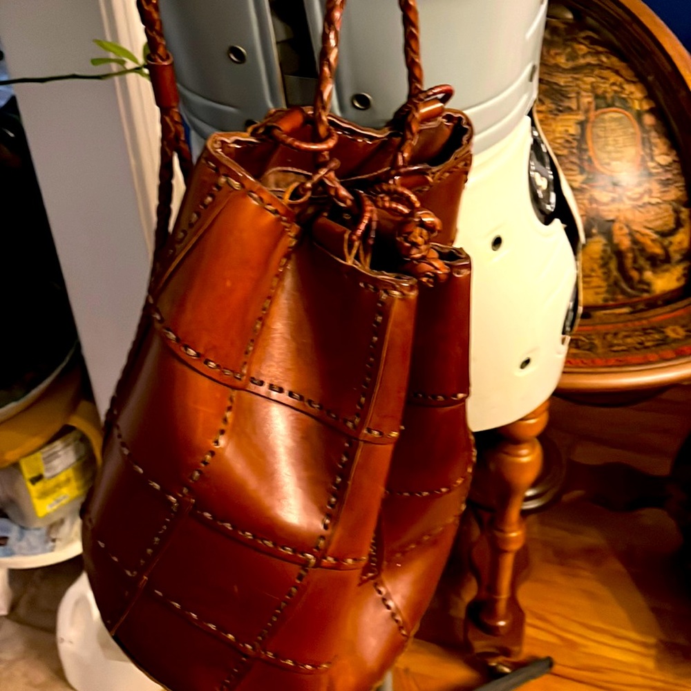 Vintage Ellepi Made in Italy 🇮🇹 Patchwork Backpack Bag. Chocolate Brown